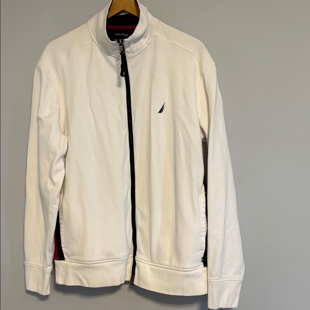 Nautica White Zip Up Sweater